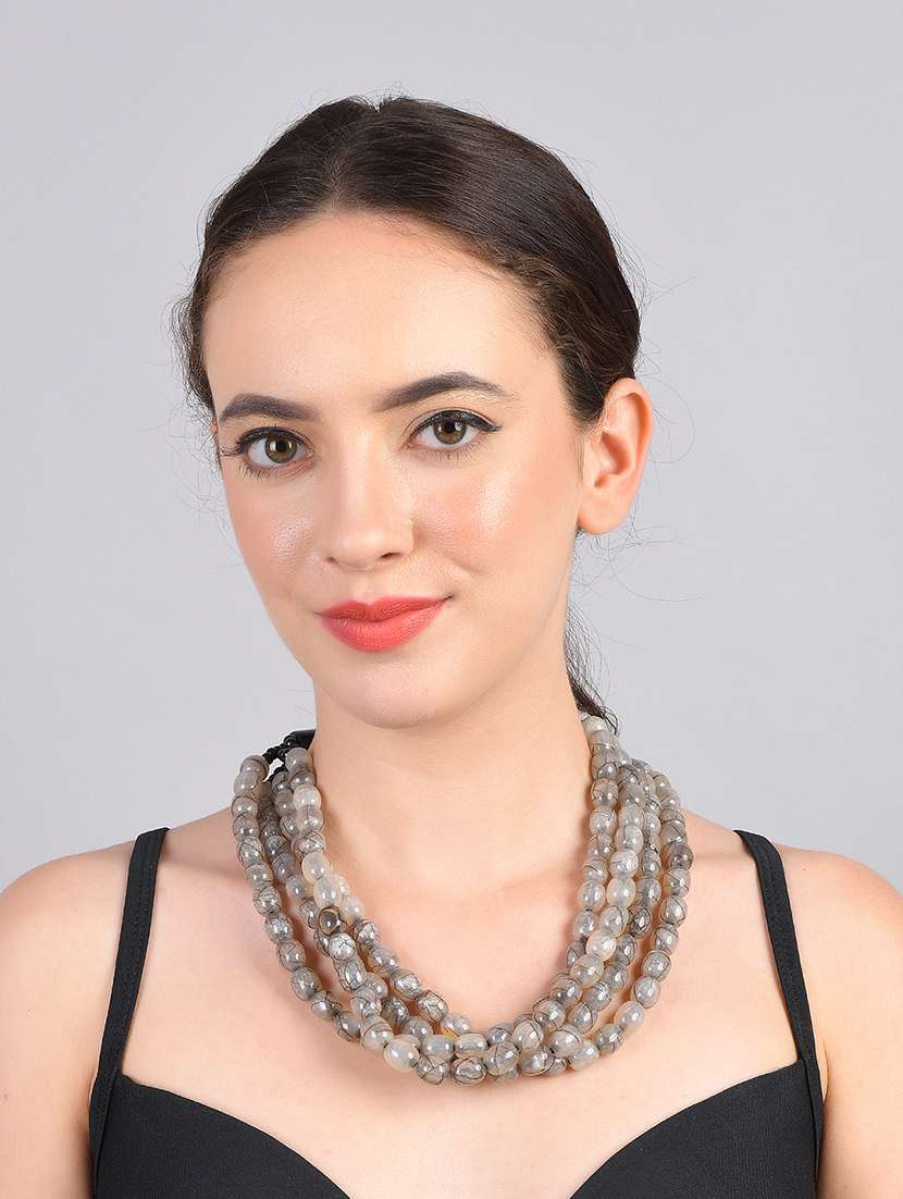 grey metal statement necklace - 20331766 - Standard Image - 4