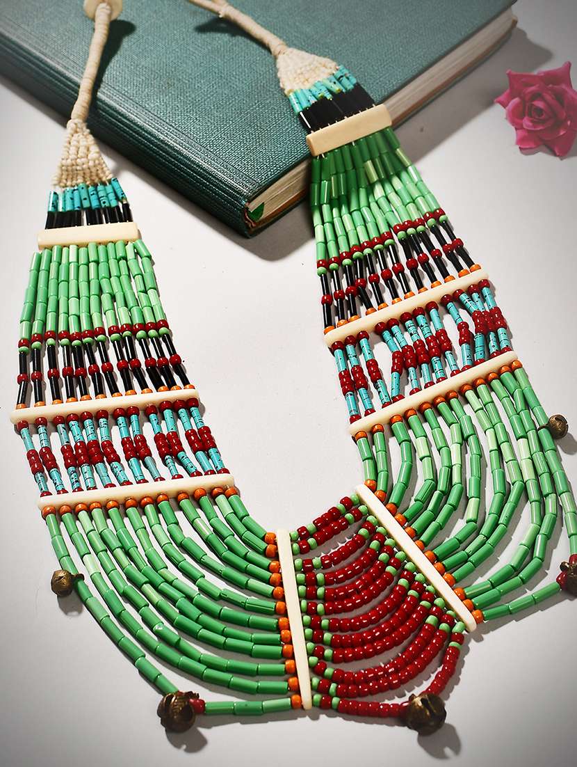 multi colored metal long necklace