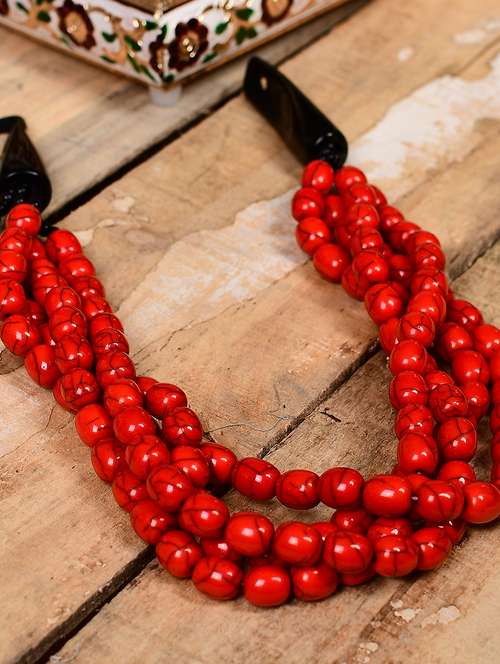 red metal statement necklace - 20331784 - Standard Image - 0
