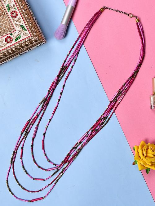 pink metal long necklace - 20331787 -  Standard Image - 0