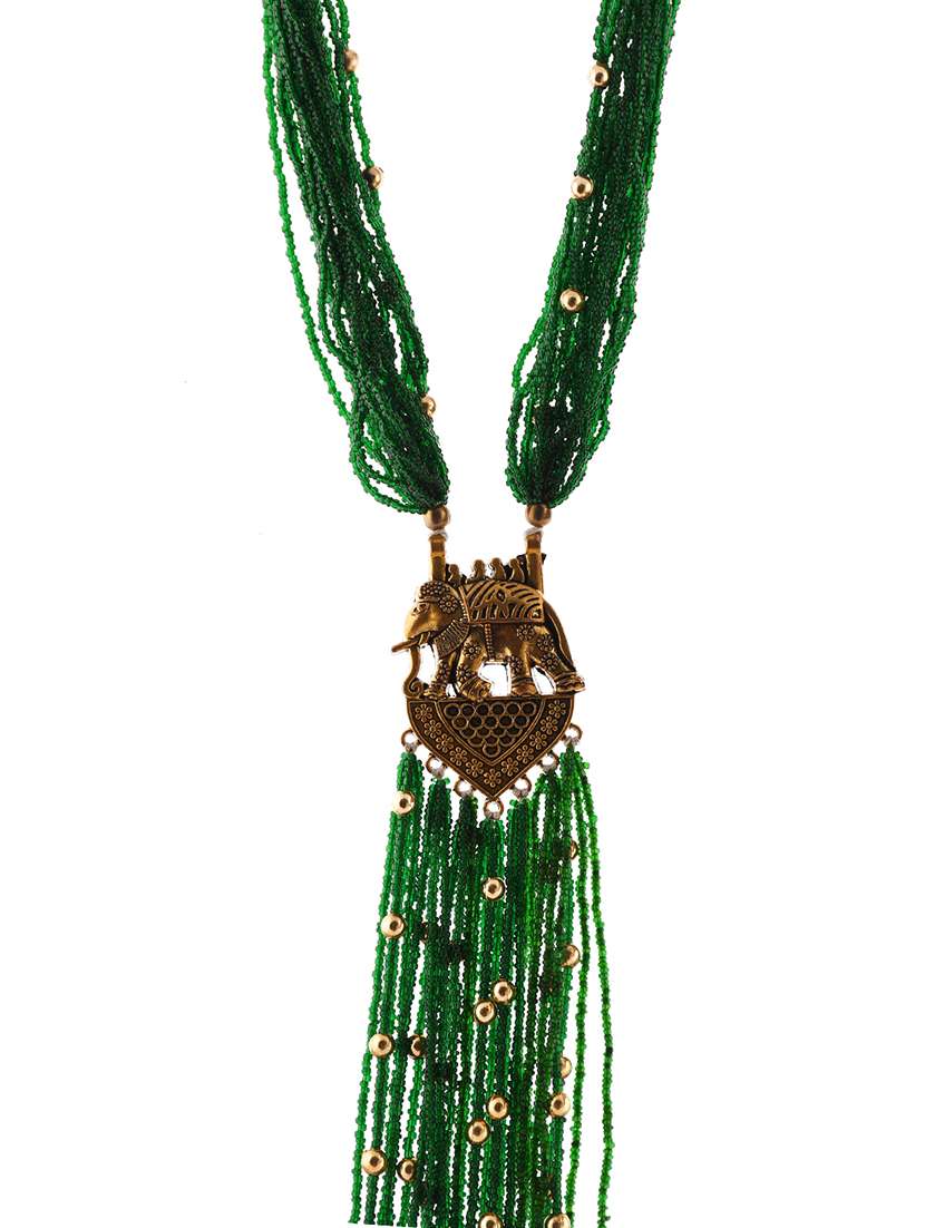green metal long necklace - 20331800 -  Standard Image - 1