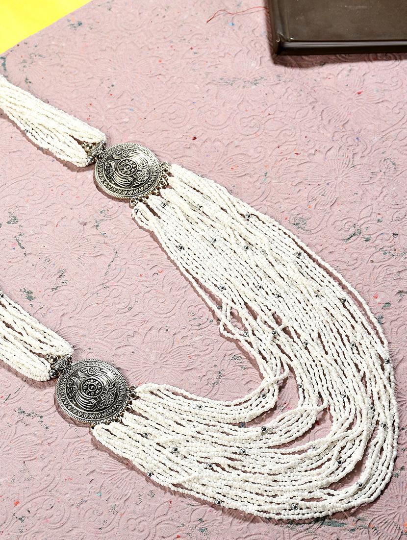 white metal long necklace - 20331801 - Zoom Image - 0