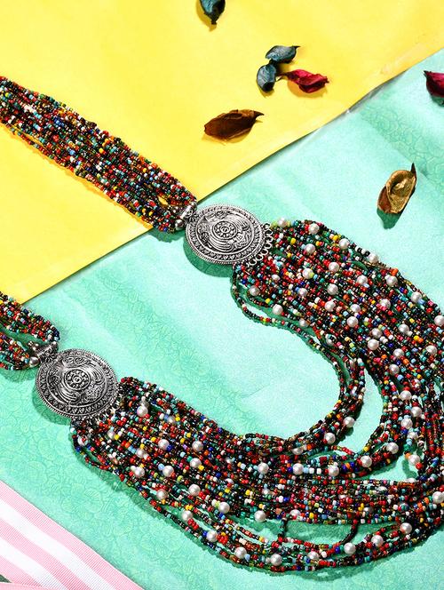 multi colored metal long necklace - 20331802 -  Standard Image - 0