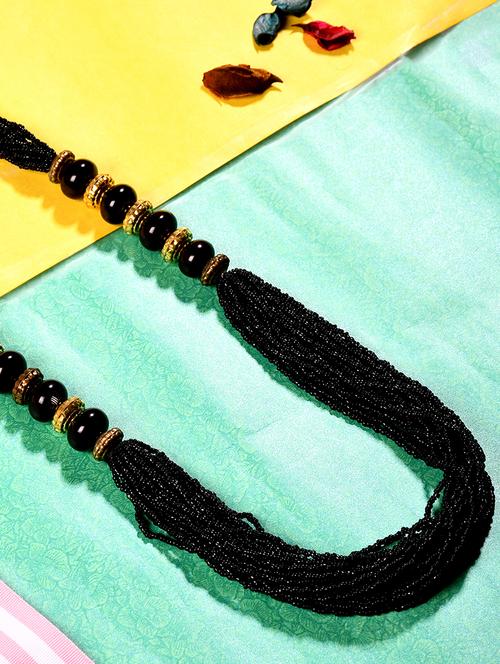 black metal long necklace - 20331804 - Standard Image - 0