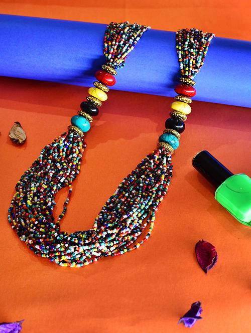 multi colored metal long necklace - 20331805 -  Standard Image - 0