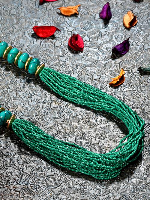 green metal long necklace - 20331807 - Standard Image - 0