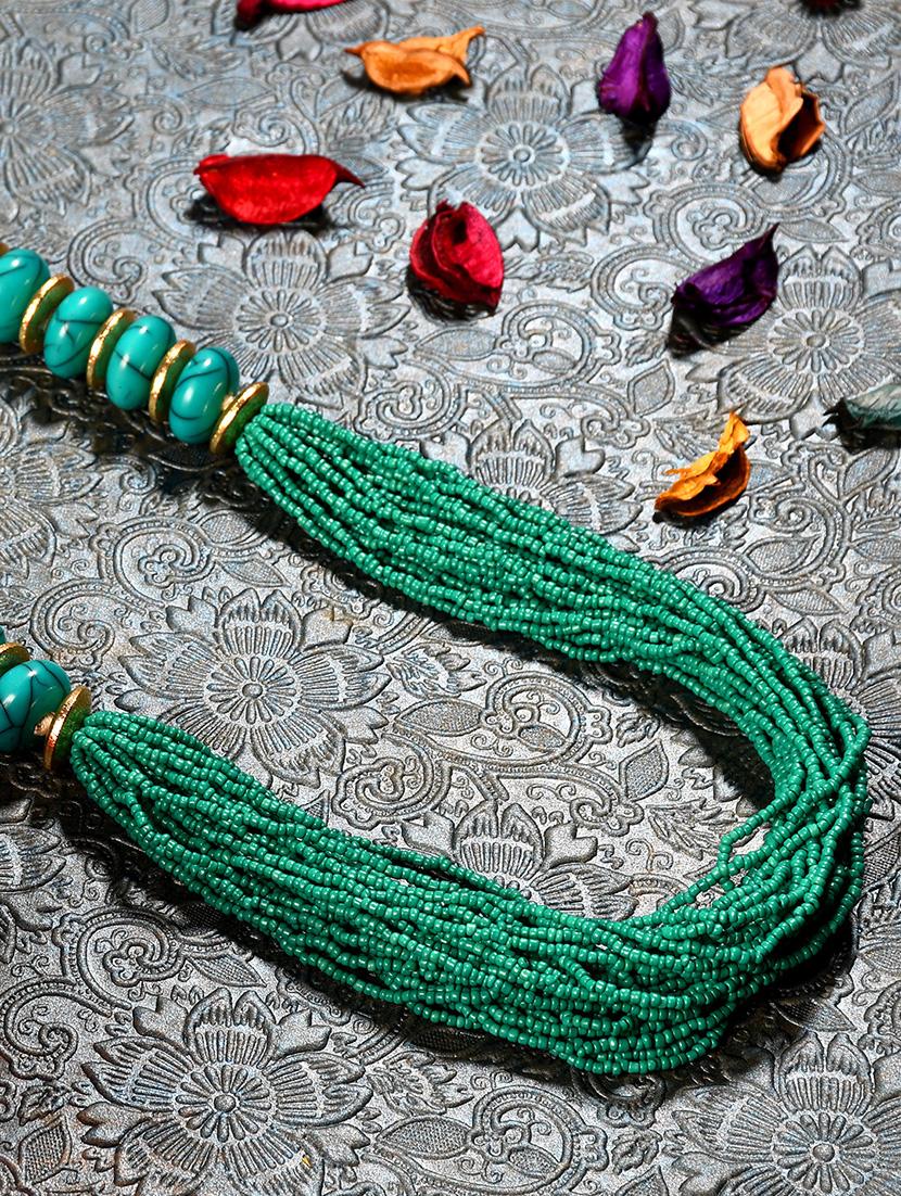 green metal long necklace - 20331807 - Zoom Image - 0
