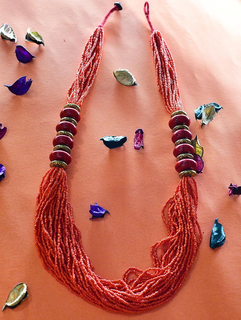 orange metal long necklace - 20331808 - Zoom Image - 0