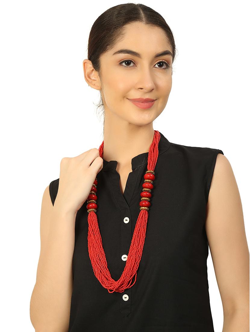 orange metal long necklace - 20331808 - Standard Image - 4