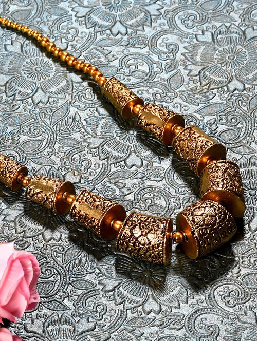 gold metal statement necklace - 20331809 - Standard Image - 0