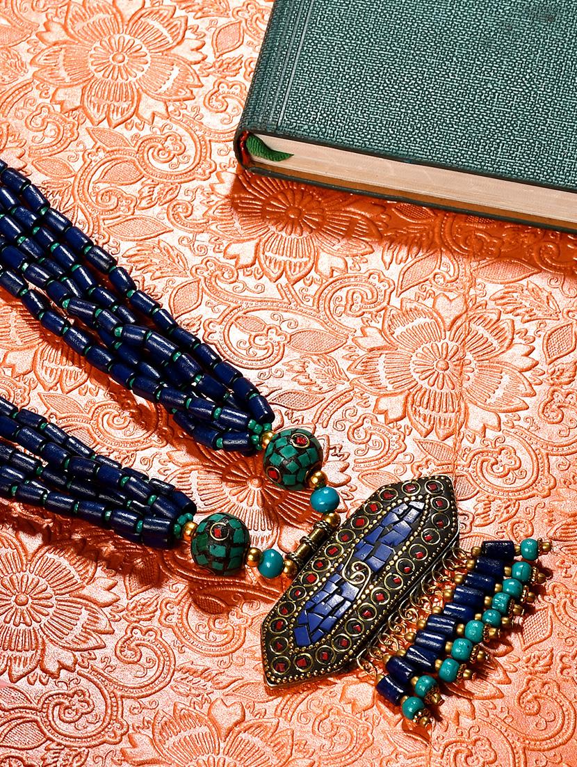 blue metal statement necklace - 20331828 - Zoom Image - 0