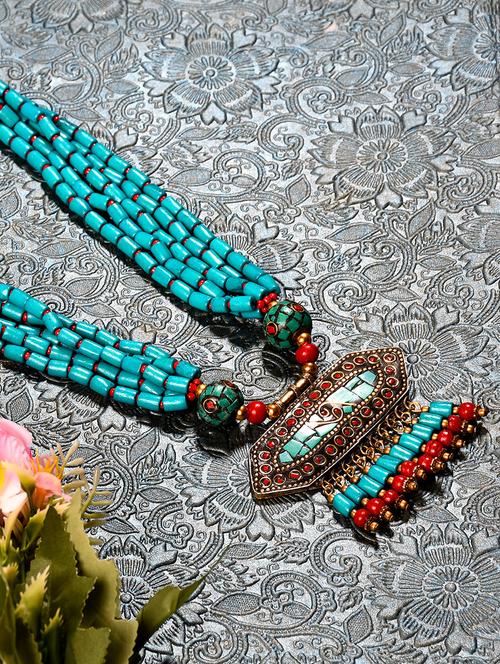 blue metal statement necklace - 20331829 -  Standard Image - 0