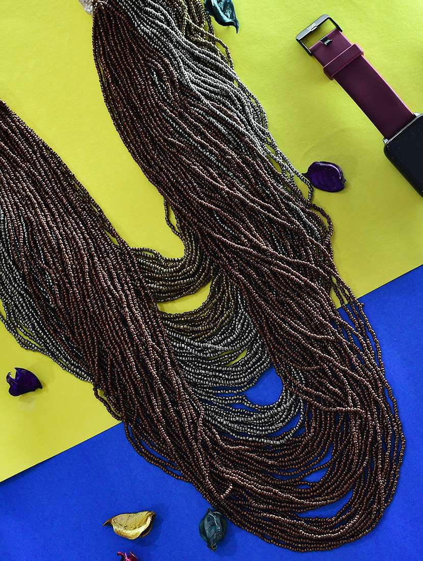 brown metal long necklace