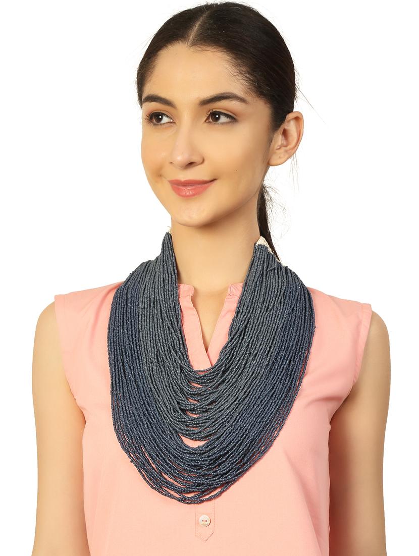 blue metal long necklace - 20331838 - Standard Image - 4