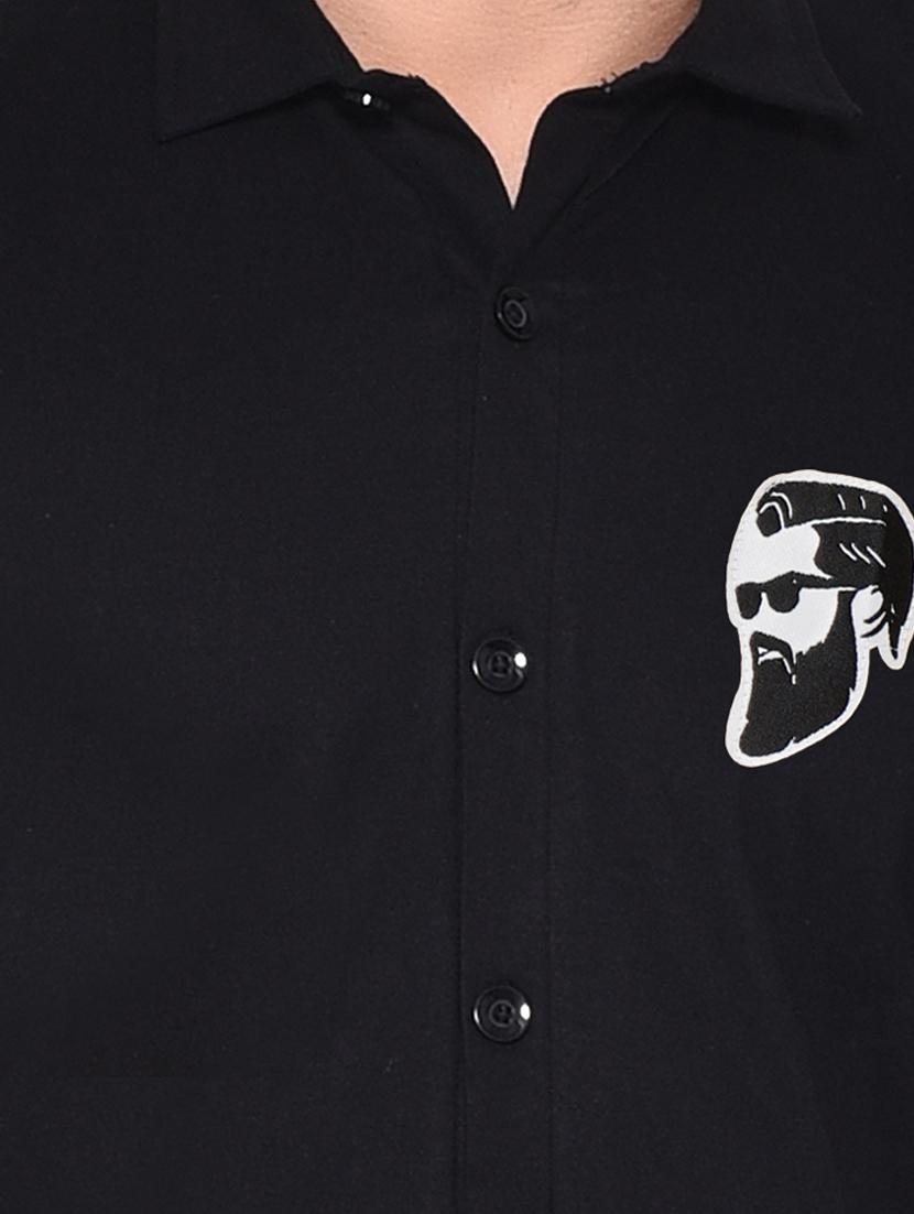 black cotton blend casual shirt - 20331883 - Standard Image - 4