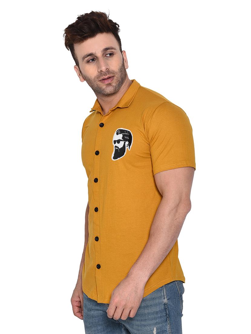 mustard cotton blend casual shirt - 20331888 - Standard Image - 1