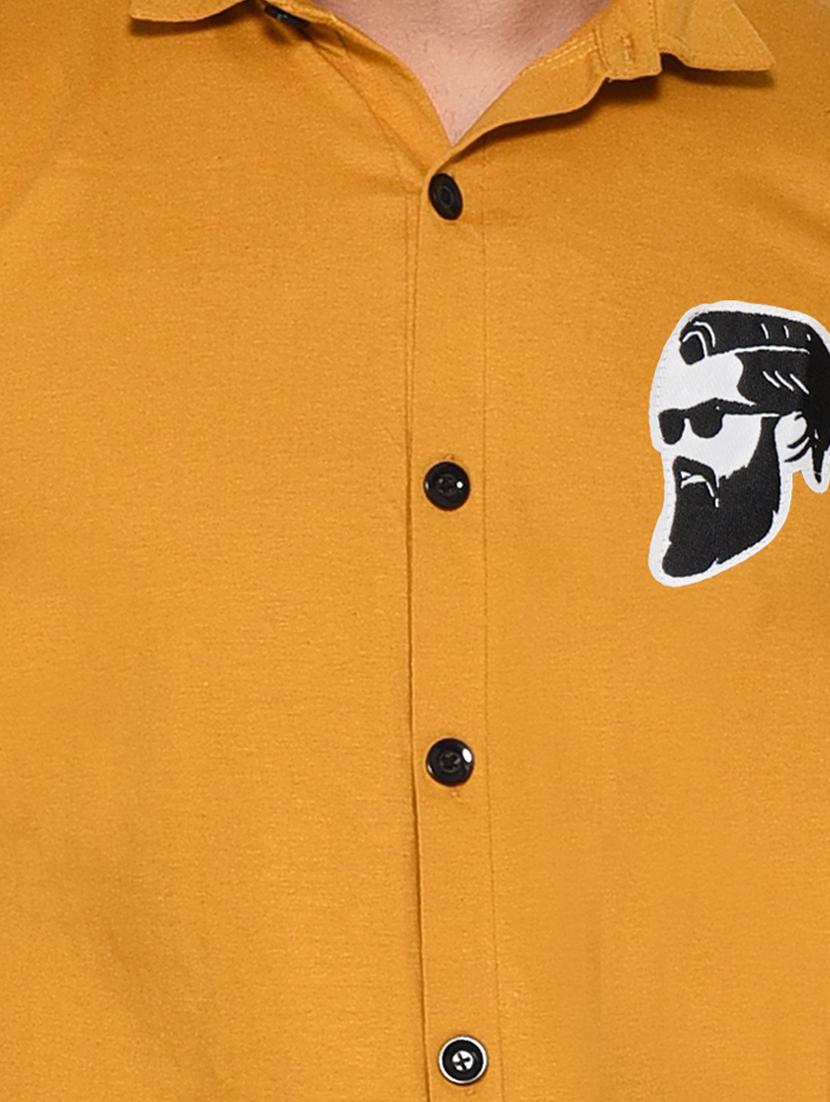 mustard cotton blend casual shirt - 20331888 - Standard Image - 4