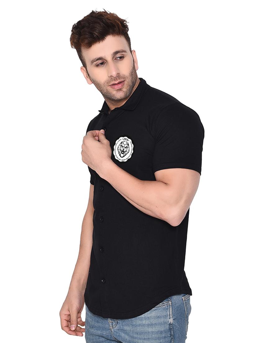 black cotton blend casual shirt - 20331894 -  Standard Image - 1