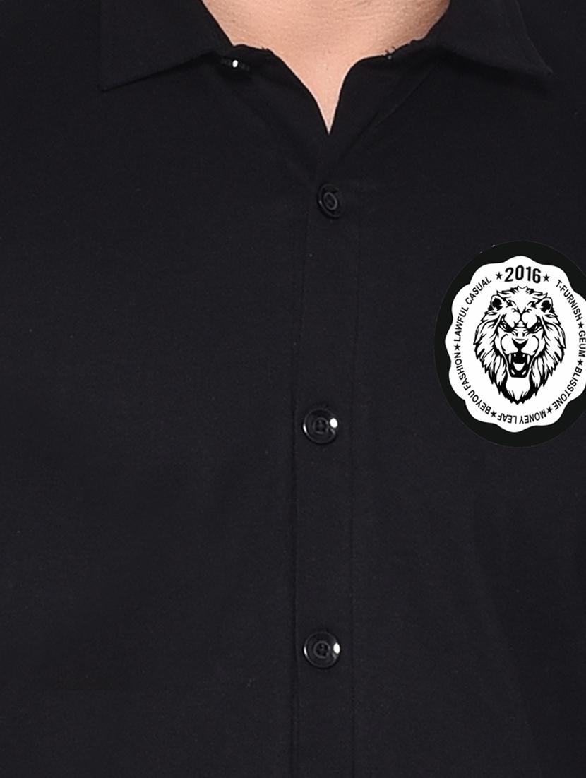 black cotton blend casual shirt - 20331894 - Standard Image - 4