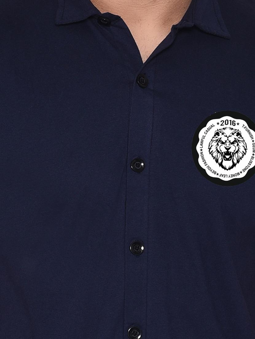 dark blue cotton blend casual shirt - 20331898 - Standard Image - 4