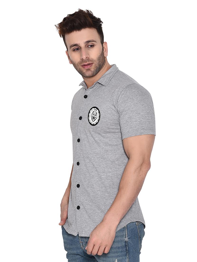 grey cotton blend casual shirt - 20331903 -  Standard Image - 1