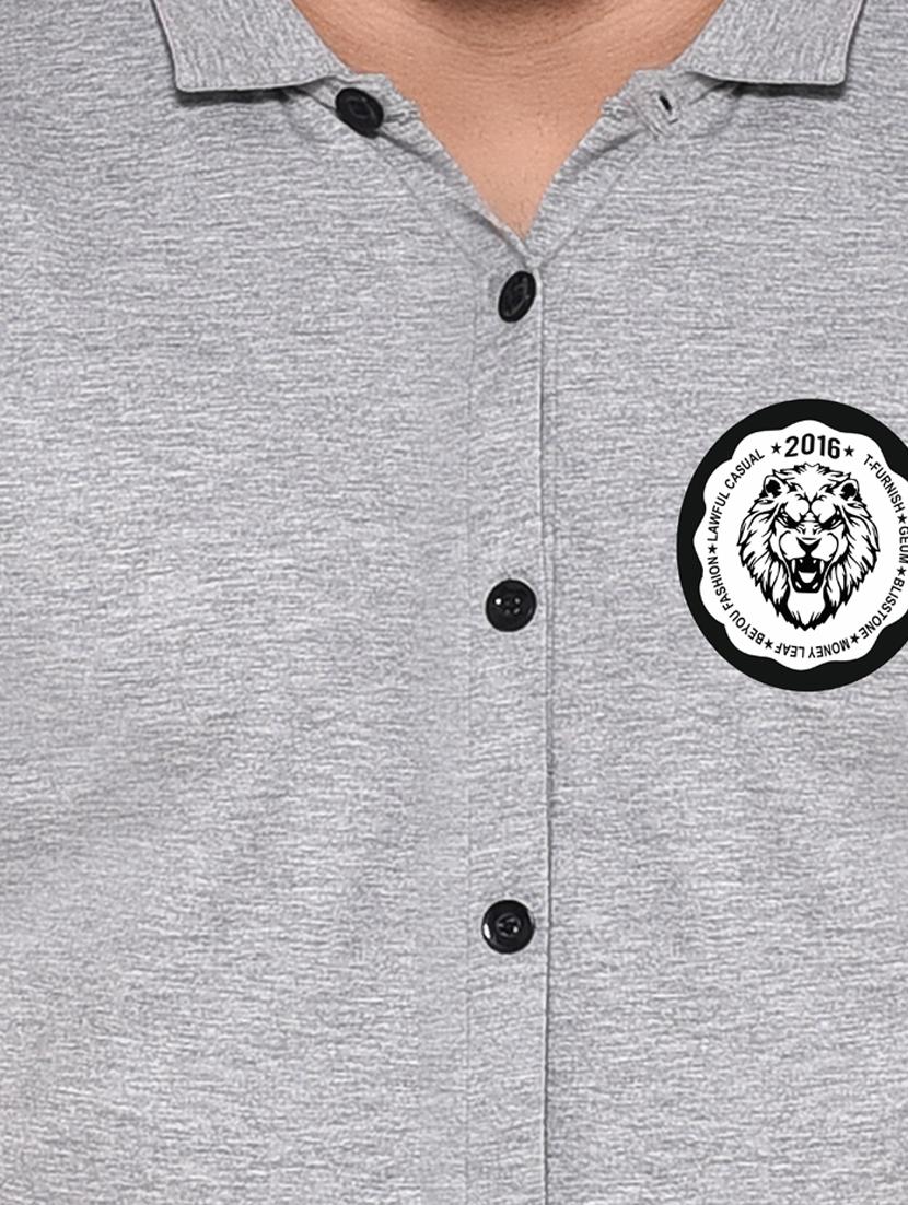 grey cotton blend casual shirt - 20331903 - Standard Image - 4