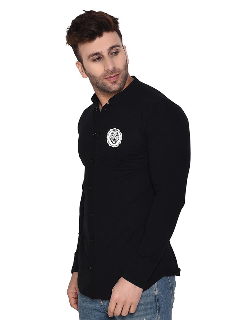 black cotton blend casual shirt - 20331905 - Standard Image - 1