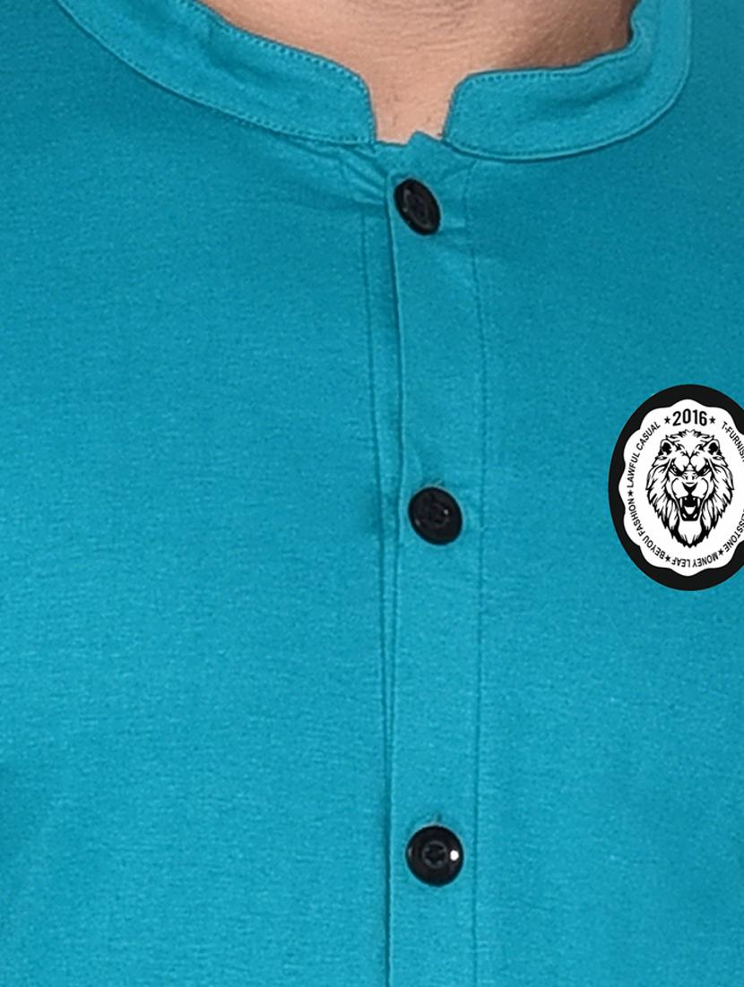 turquoise cotton blend casual shirt - 20331912 - Standard Image - 4
