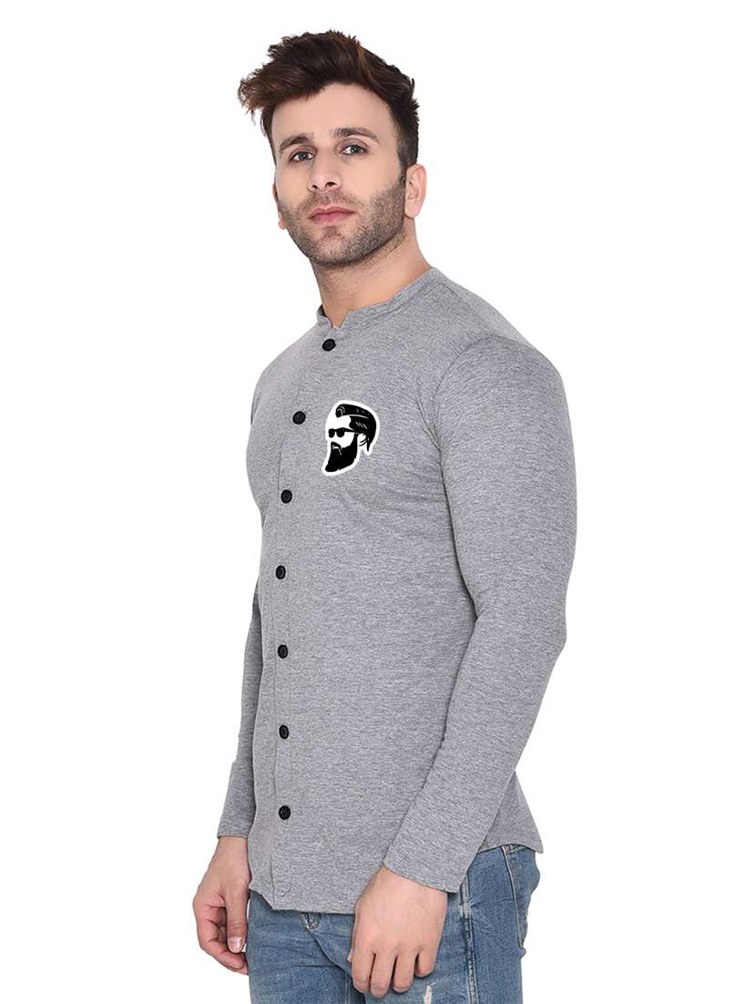 men mandarin neck solid casual shirt - 20331923 -  Standard Image - 1