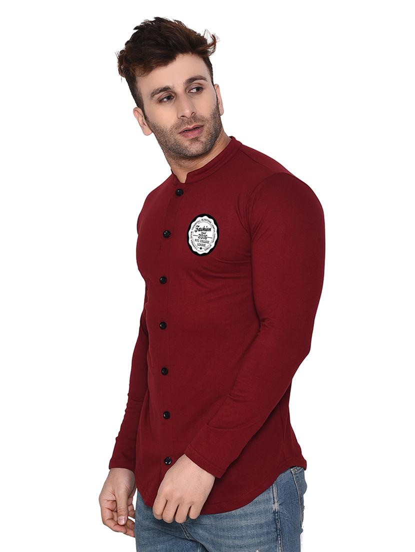 men mandarin neck solid casual shirt - 20331927 - Standard Image - 1