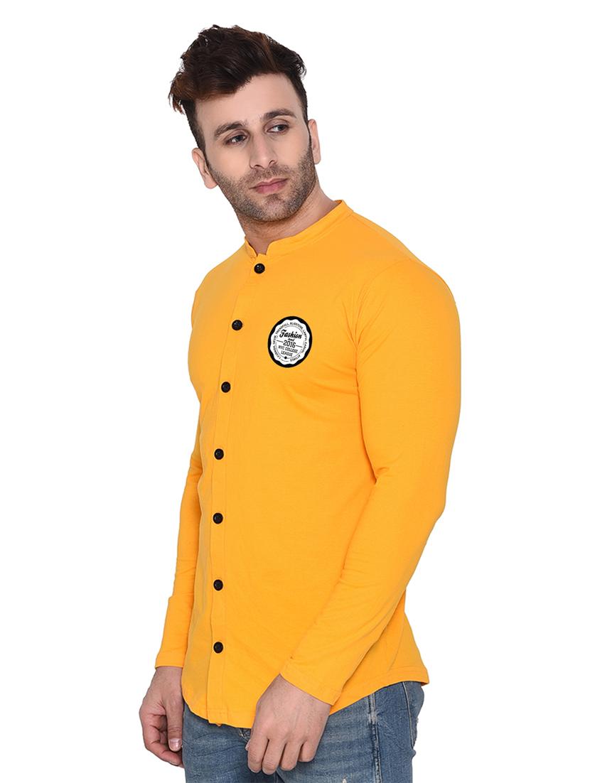 men mandarin neck solid casual shirt - 20331928 - Standard Image - 1