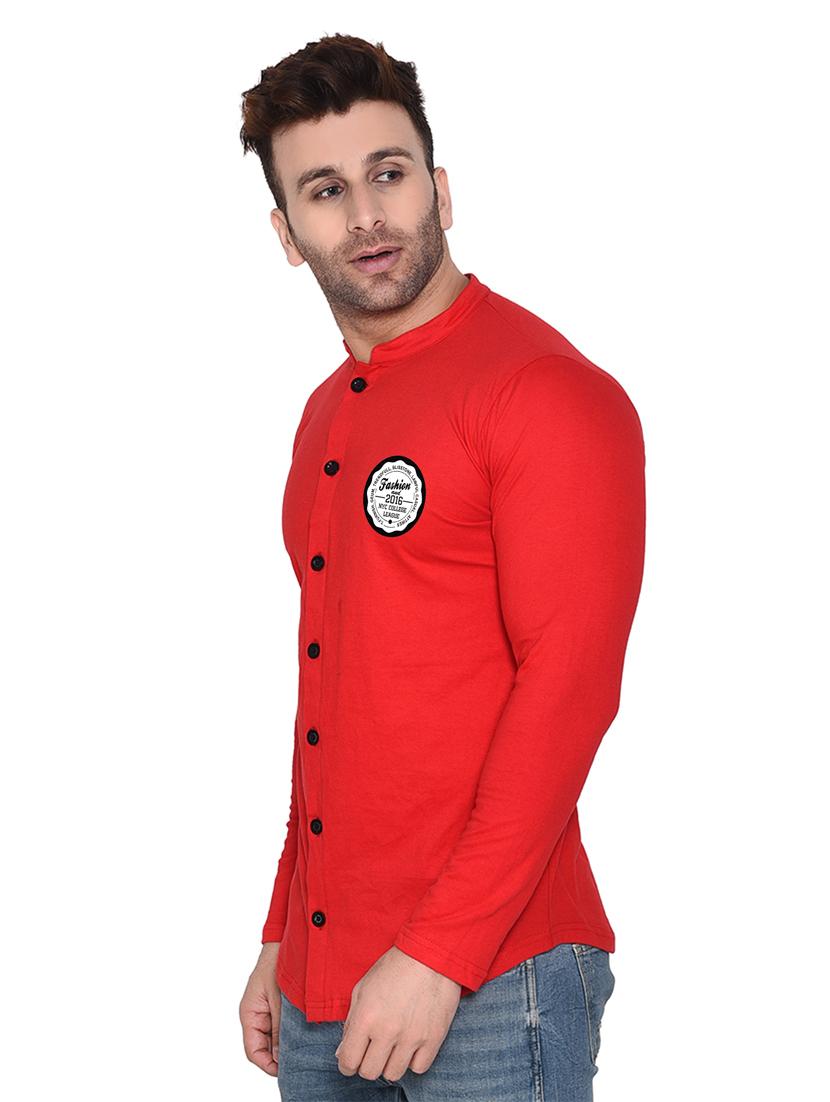men mandarin neck solid casual shirt - 20331930 - Standard Image - 1