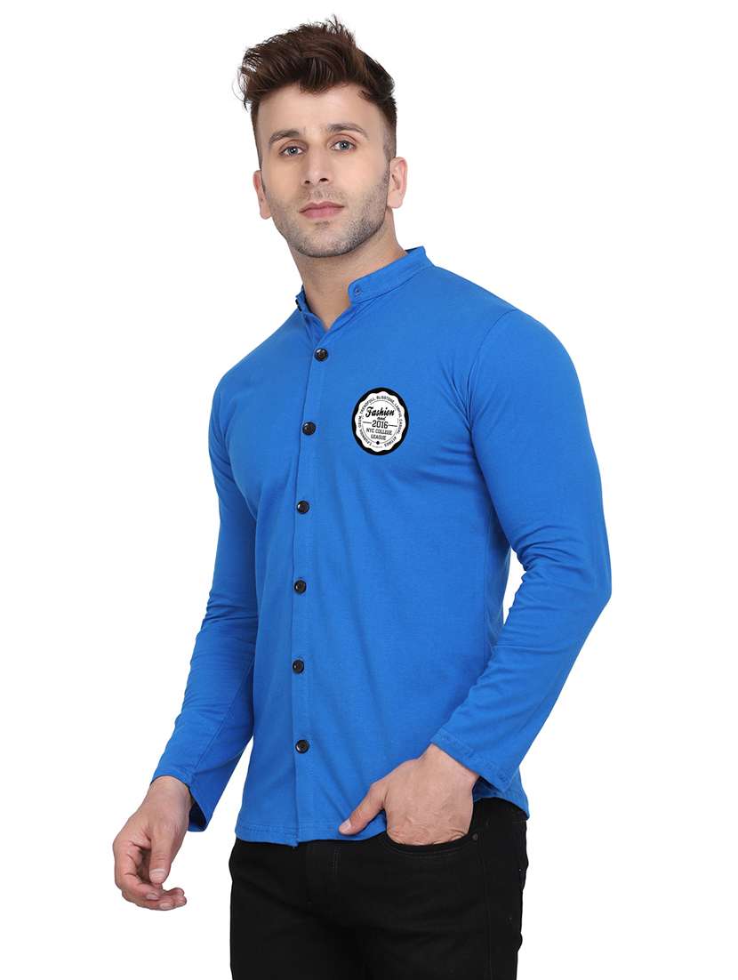 men mandarin neck solid casual shirt - 20331931 -  Standard Image - 1