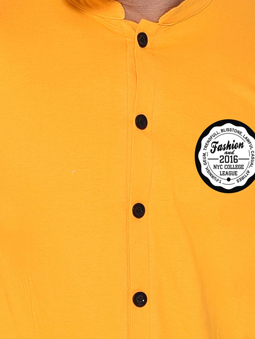 mandarin collar short sleeves solid casual shirt - 20331960 - Standard Image - 4