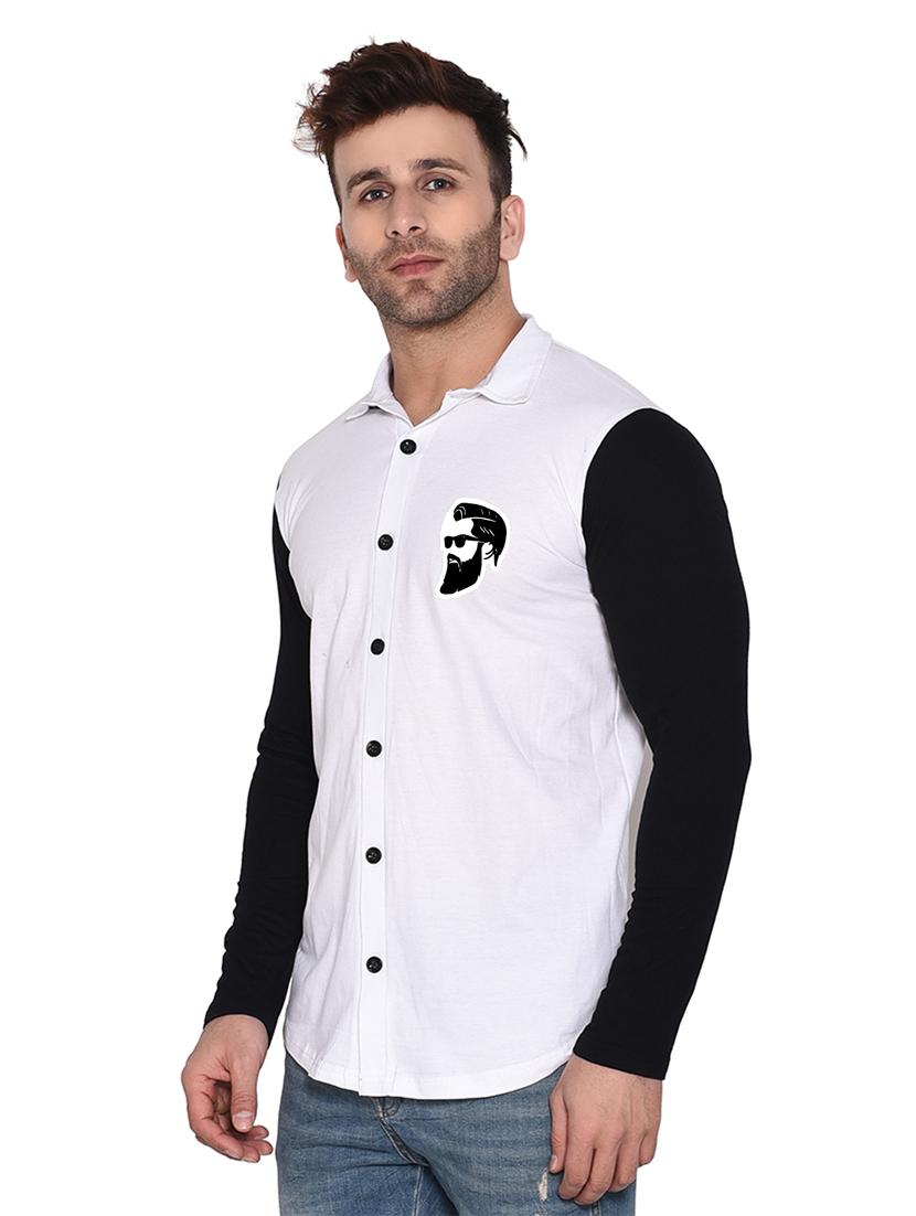 long sleeves color block casual shirt - 20331992 - Standard Image - 1