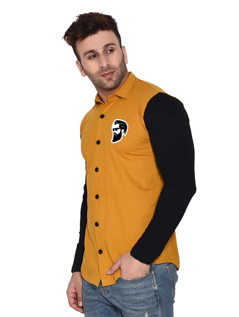 long sleeves color block casual shirt - 20331996 -  Standard Image - 1