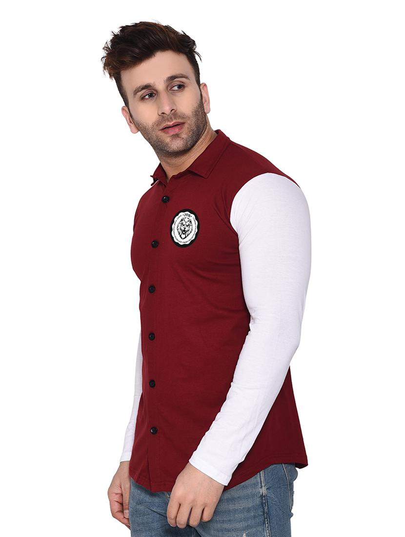 long sleeves color block casual shirt - 20331999 - Standard Image - 1