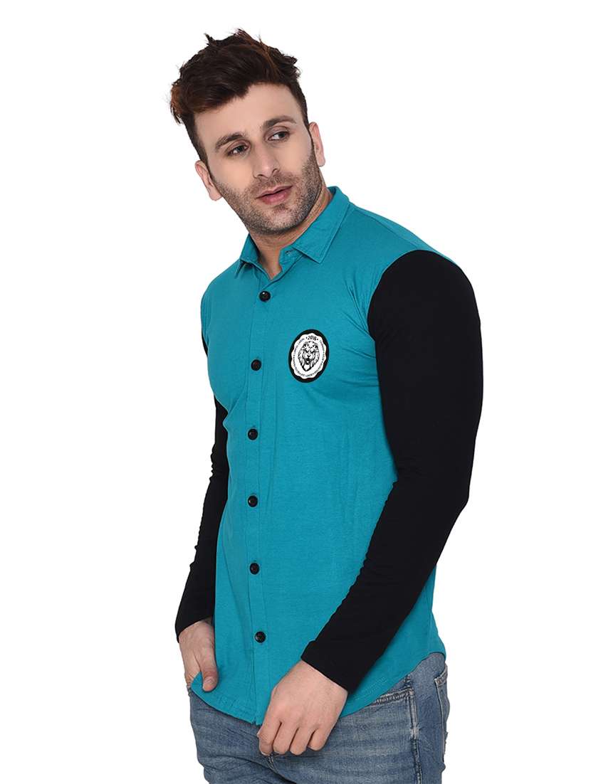 long sleeves color block casual shirt - 20332003 -  Standard Image - 1