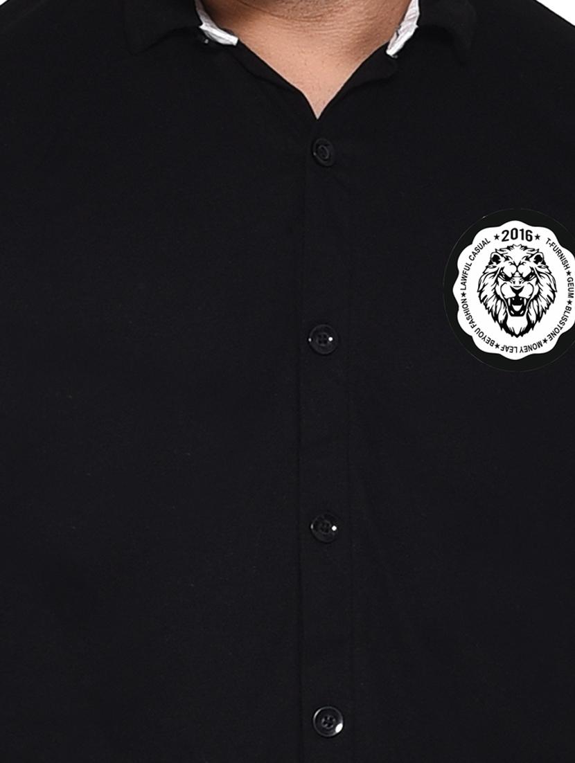 black cotton blend casual shirt - 20332004 - Standard Image - 4
