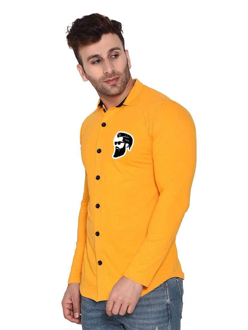 yellow cotton blend casual shirt - 20332017 -  Standard Image - 1