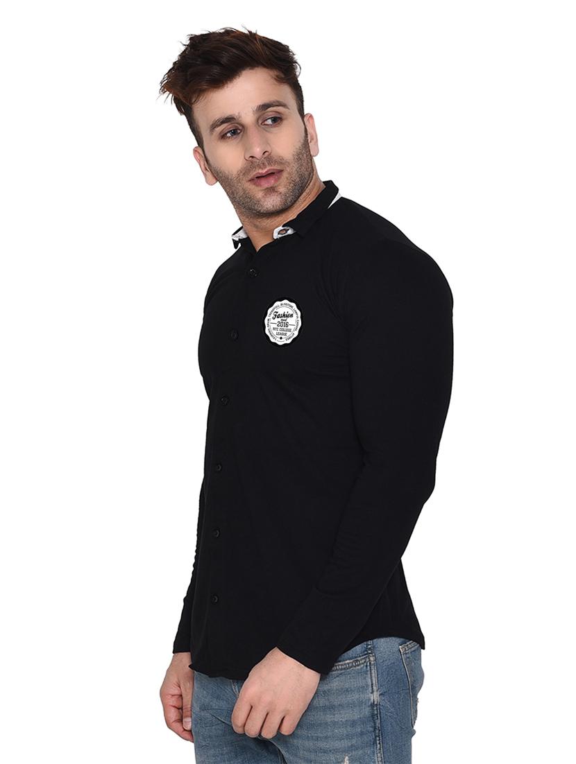 black cotton blend casual shirt - 20332024 - Standard Image - 1