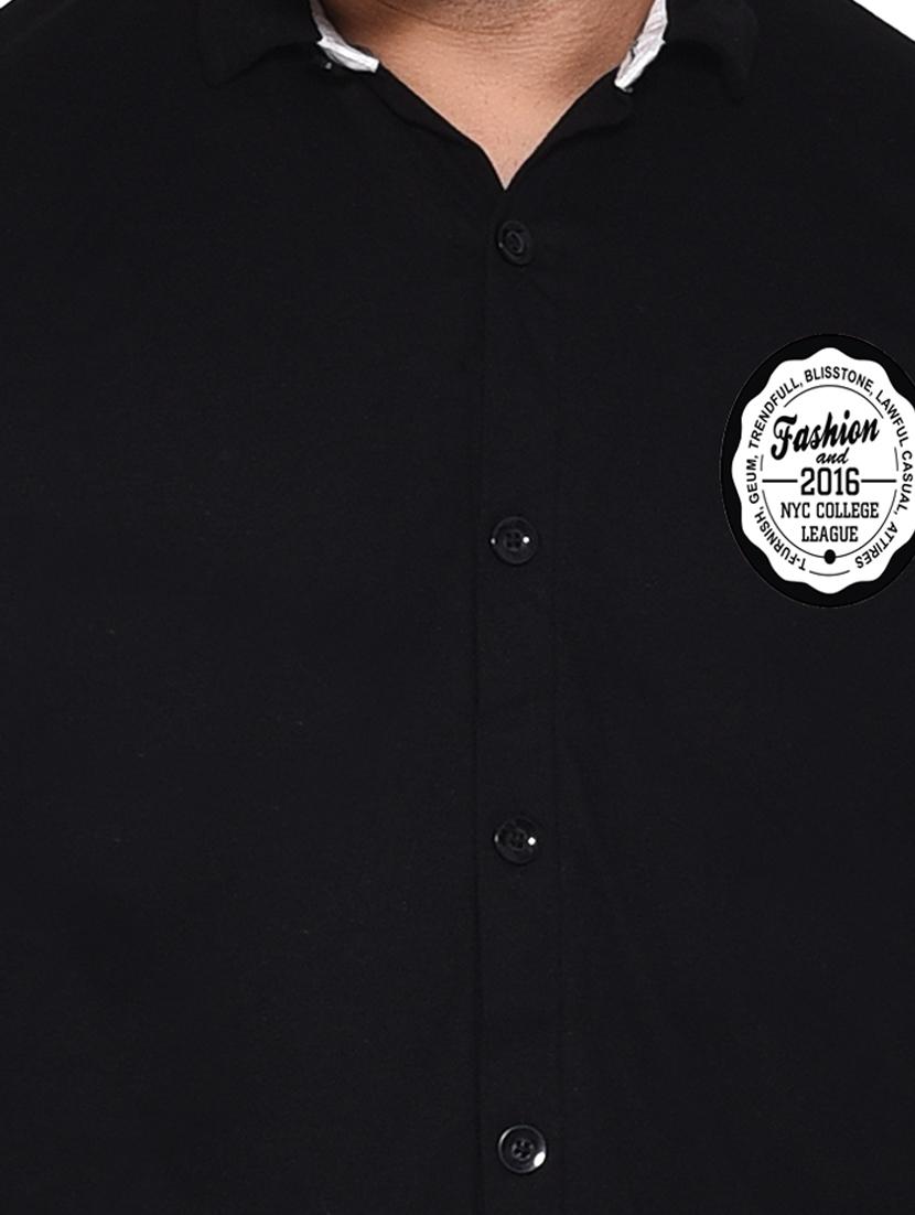 black cotton blend casual shirt - 20332024 - Standard Image - 4
