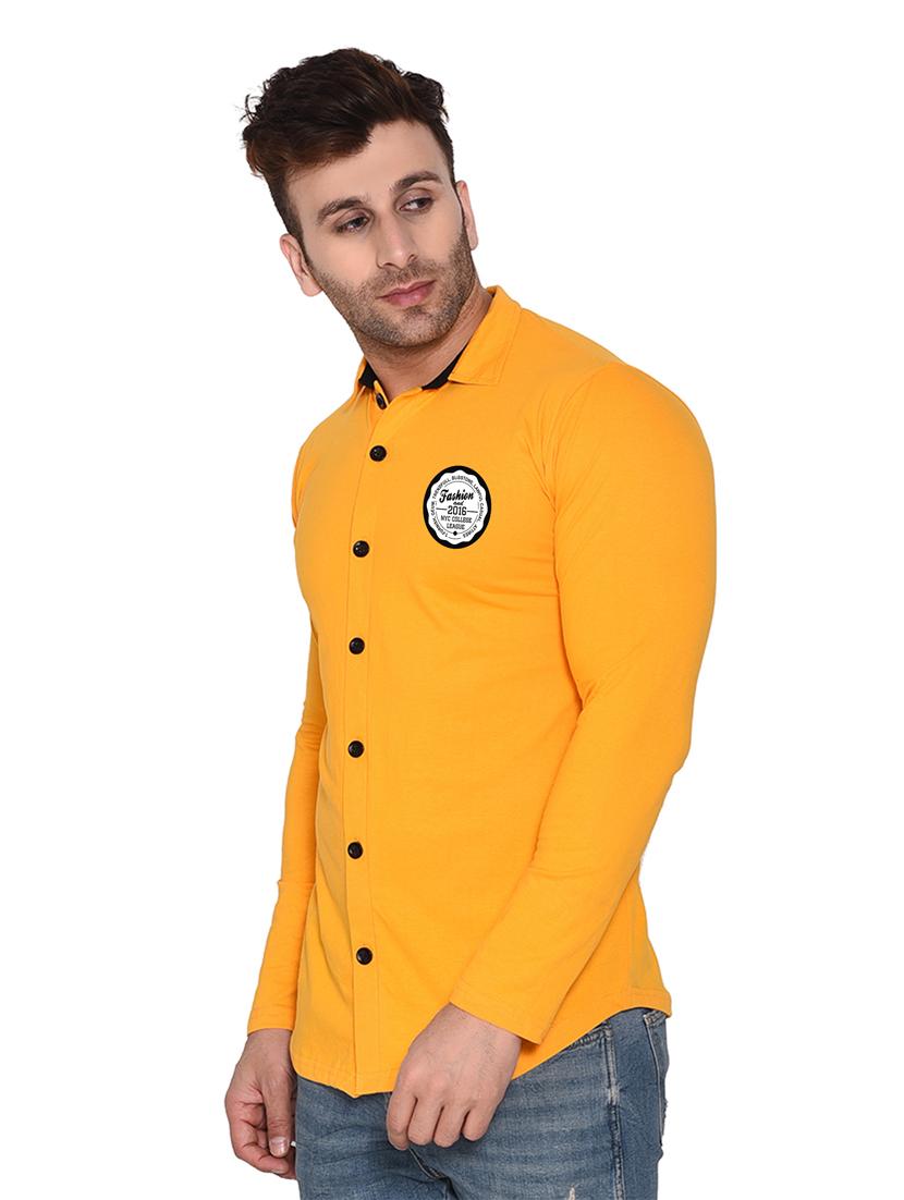 yellow cotton blend casual shirt - 20332027 - Standard Image - 1