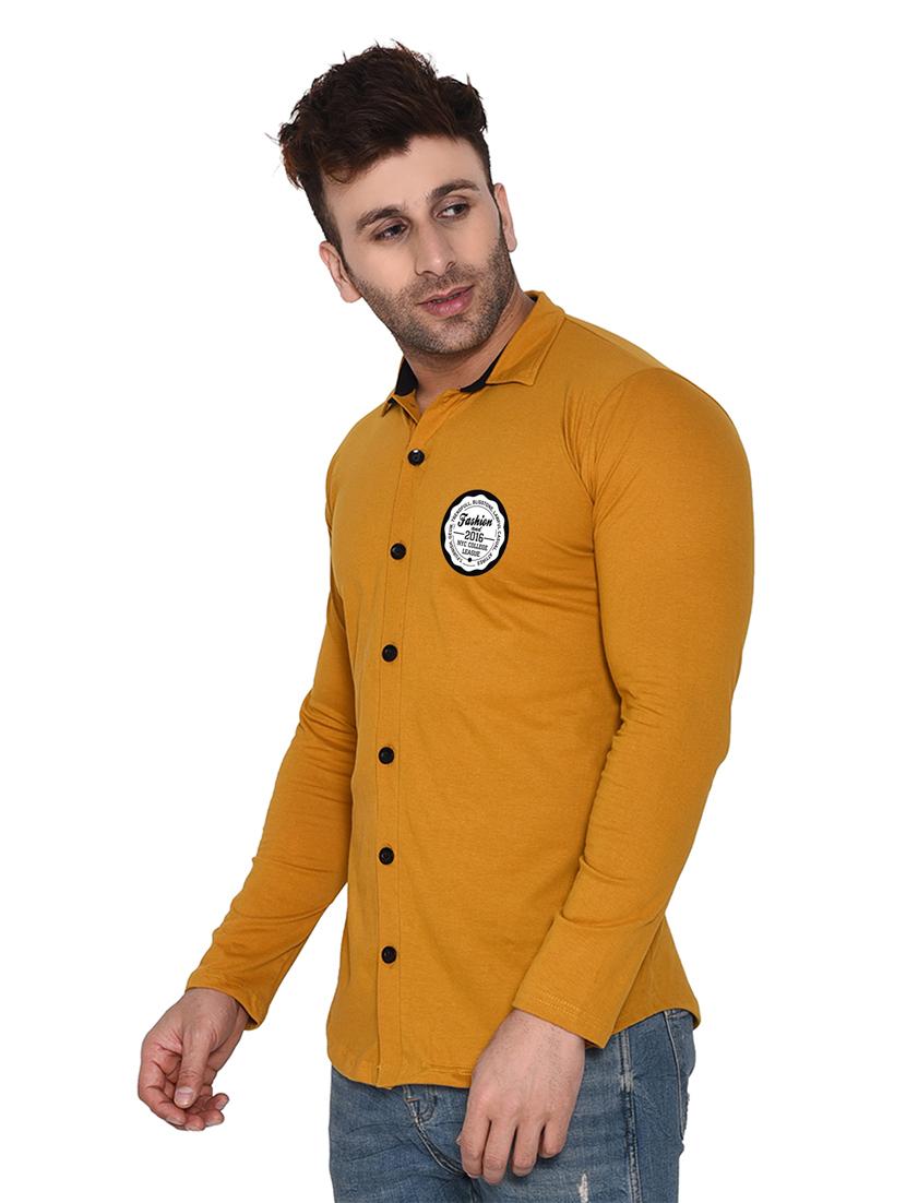 mustard cotton blend casual shirt - 20332028 - Standard Image - 1