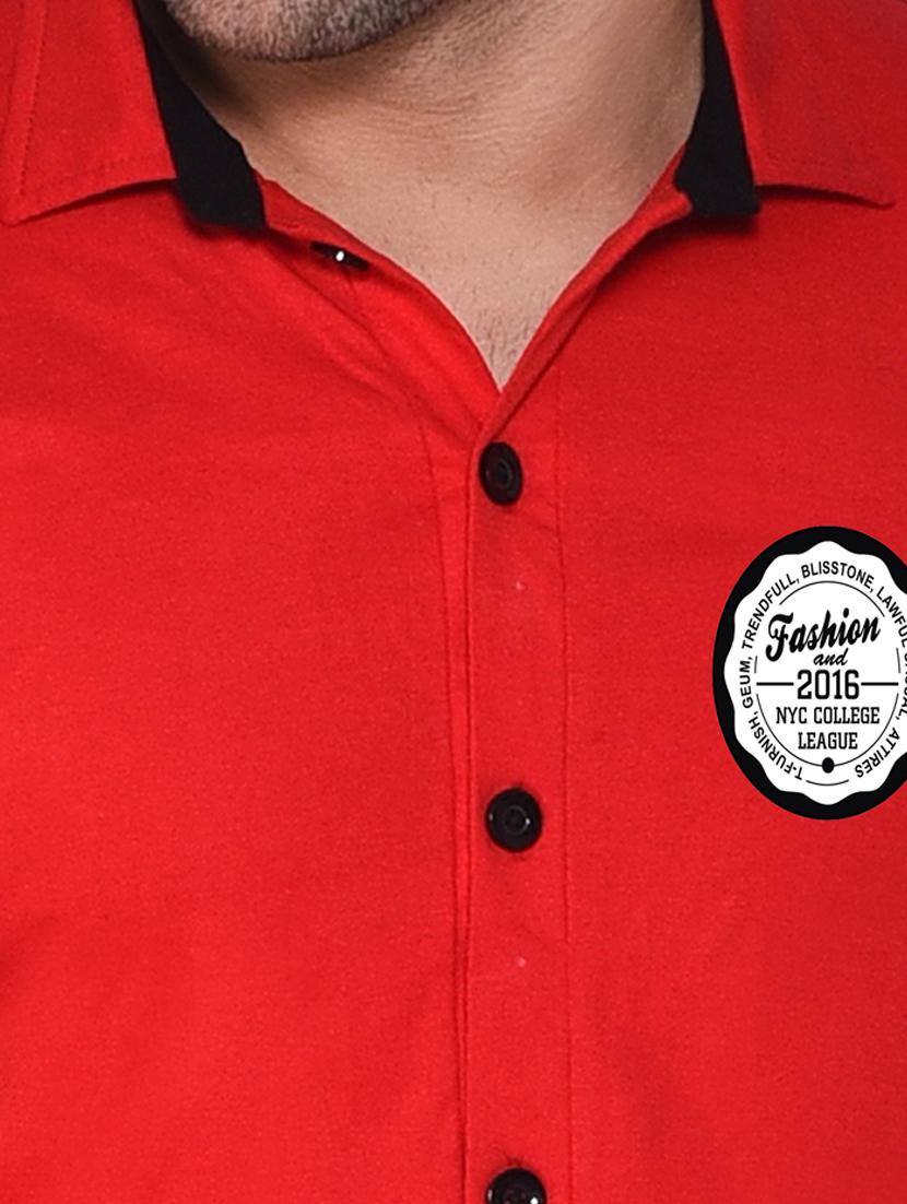 red cotton blend casual shirt - 20332029 - Standard Image - 4