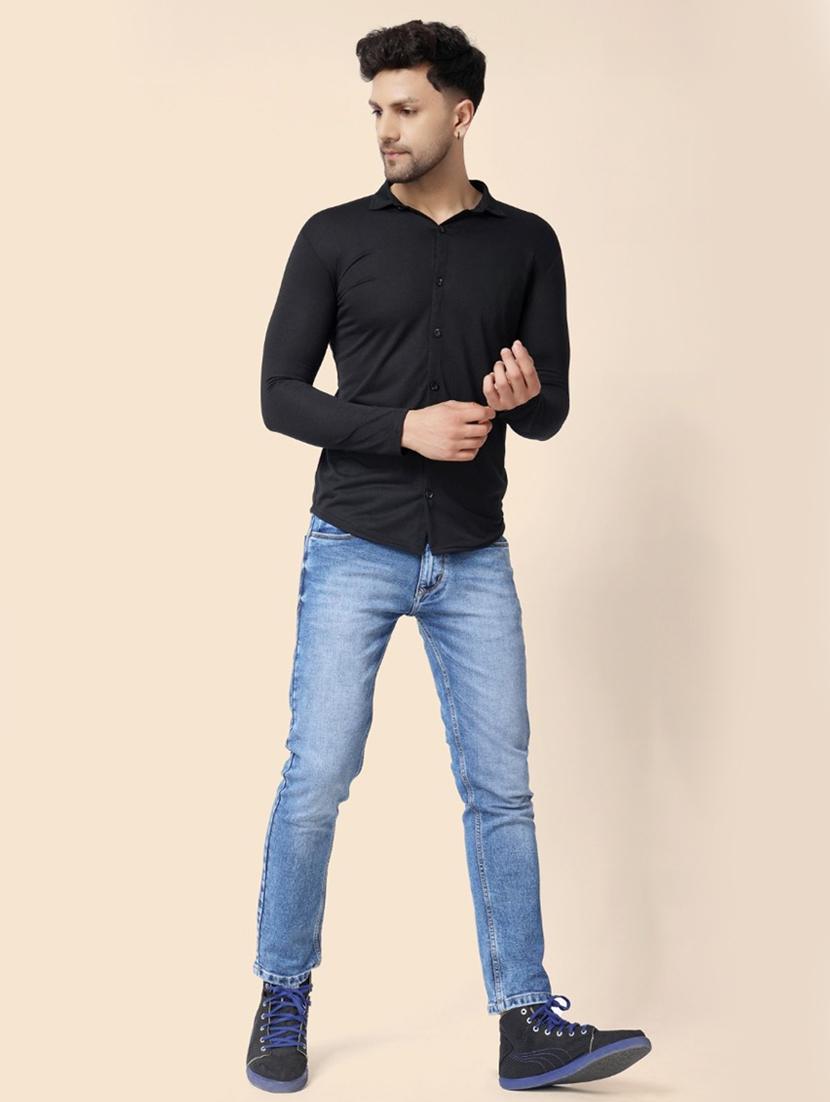 black cotton blend casual shirt - 20332034 - Standard Image - 4