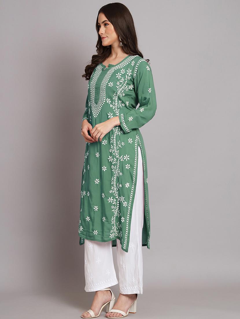 green colored straight kurta - 20333203 -  Standard Image - 1