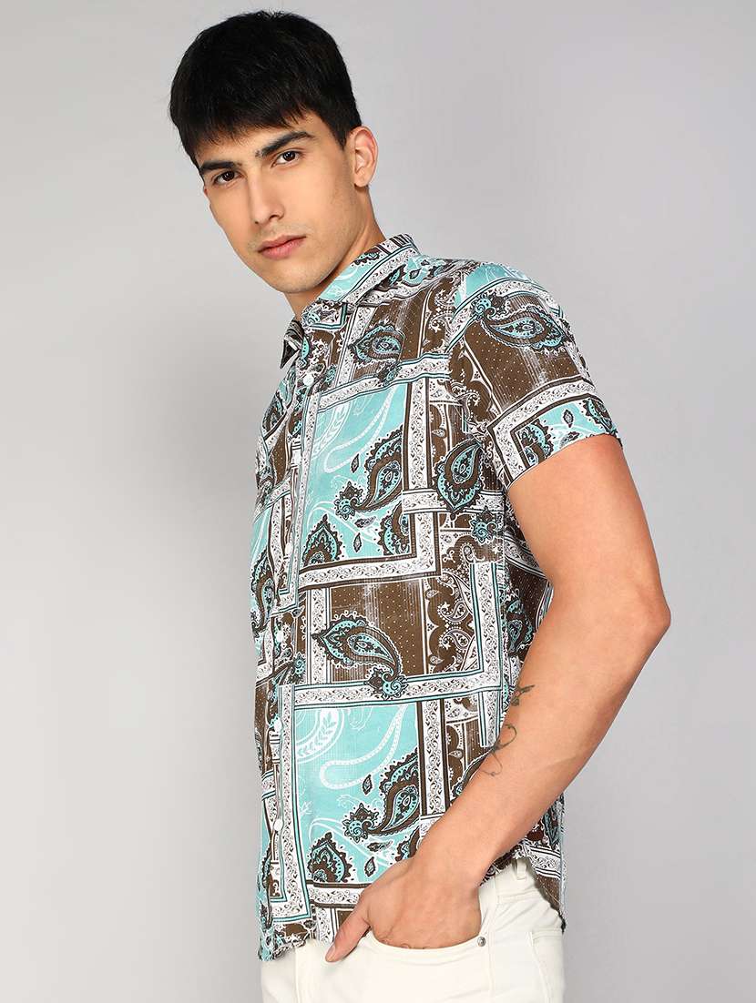 brown rayon casual shirt - 20333443 -  Standard Image - 1