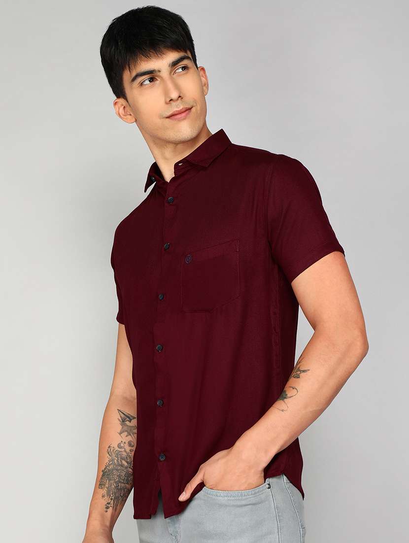 mens solid casual shirt - 20333447 -  Standard Image - 1