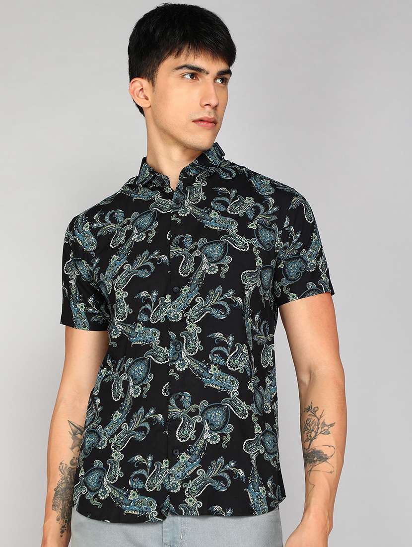 black rayon casual shirt